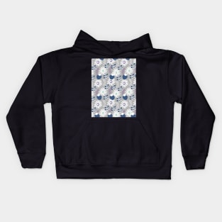 Blue floral strawberries Kids Hoodie